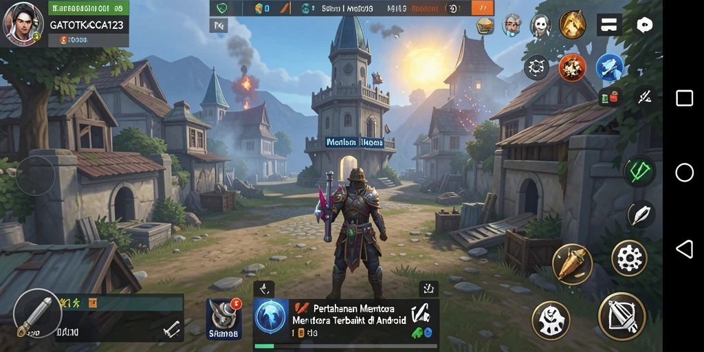 Gameplay menegangkan di GATOTKACA123 dengan berbagai menara strategis.