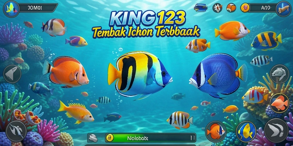 Gameplay KING123 yang seru menembak ikan di laut yang indah.