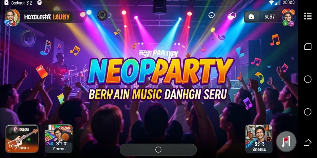 Tampilan gameplay NEOPARTY yang menakjubkan dan interaktif.