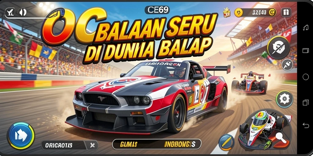 Gambar yang menunjukkan balapan seru di OCE69 dengan mobil cepat.