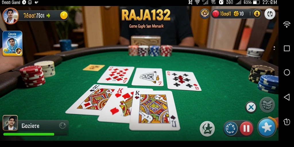 Tampilan gameplay seru RAJA132 dengan suasana permainan Gaple.